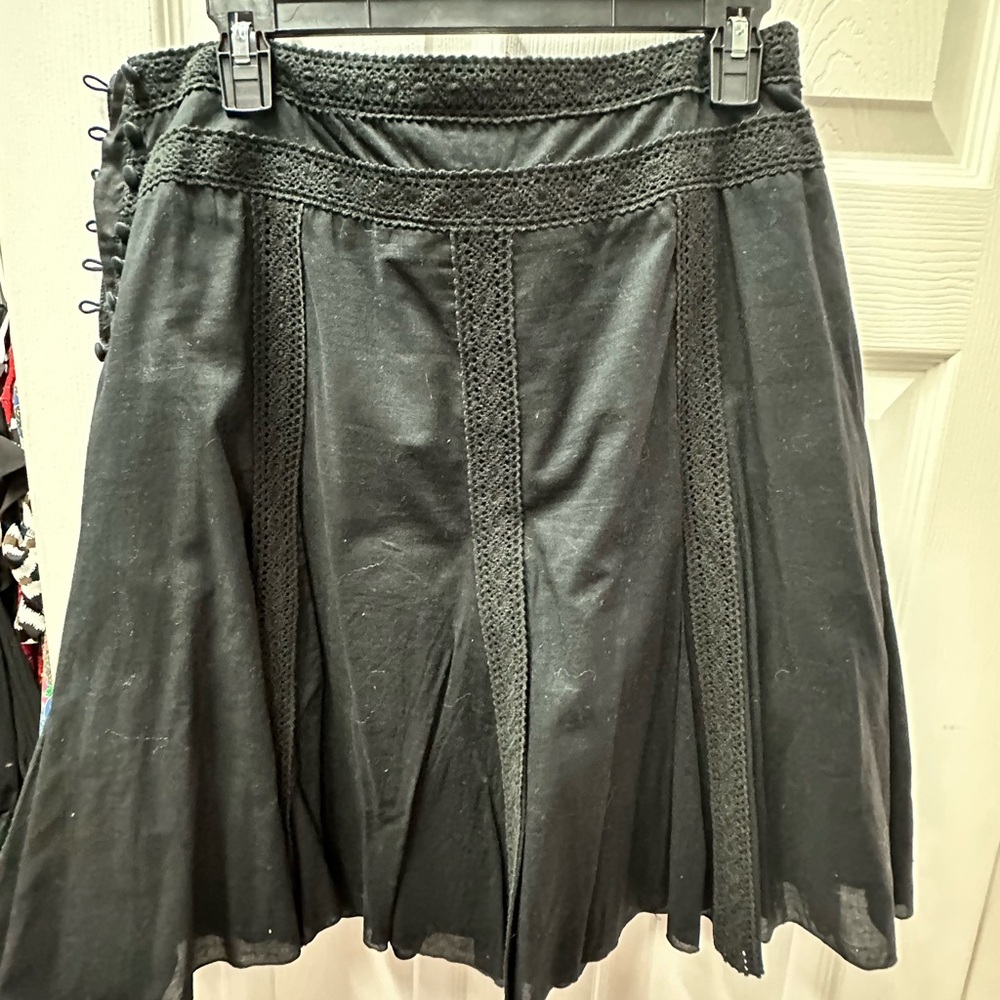 Apostrophe Black A-Line Skirt with Lace Detail